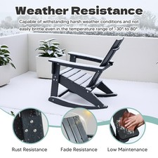 Adirondack single chair rocking chair, high backrest HDPE all-weather outdoor