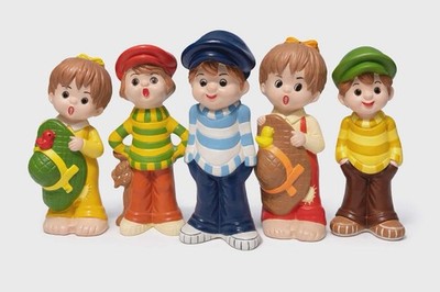 Vtg Signed Findley Ceramic Figurine Lot of 5 - Hand Painted - EXC Condition 