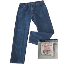 Wrangler Authentic Blue Size 38X32 Regular Fit Straight Leg Denim Jeans