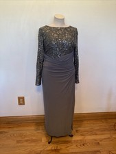 Lauren Ralph Lauren size 16 gray w/sequins long gown dress