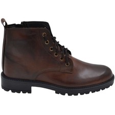 Scarpe stivale uomo anfibio lacci vera pelle cuoio suola gomma zigrinata 2,5 cm 