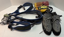 Petzl Adjama Harness, Evolv Shoes Mens 10, Organic Chalk Bag, Climbing Lot