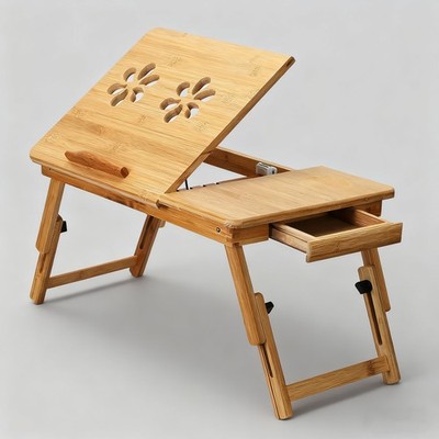 Adjustable Bamboo Laptop Folding Lap Desk Notebook Bed Tray Table Portable Stand