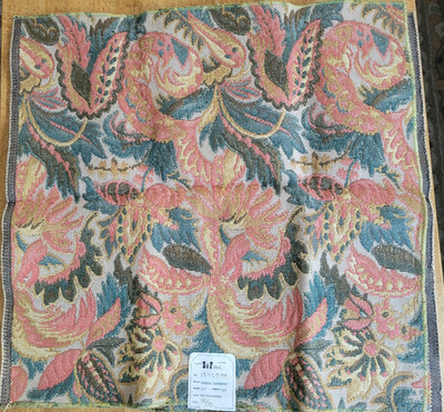 2 Brunschwig & Fils HEAVY ''Asmara'' Tapestry Upholstery Pcs 24x24 Ea. Orange/Teal