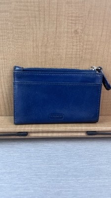 Vintage Coach Key Chain Coin Holder Leather Navy