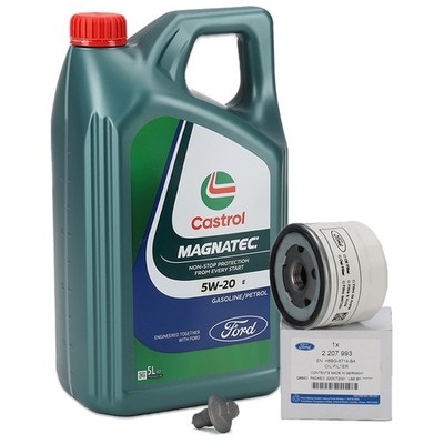 5L ORIGINAL Ford CASTROL Motoröl E 5W20 + Ölfilter Schraube FOCUS 4 1.0 EcoBoost