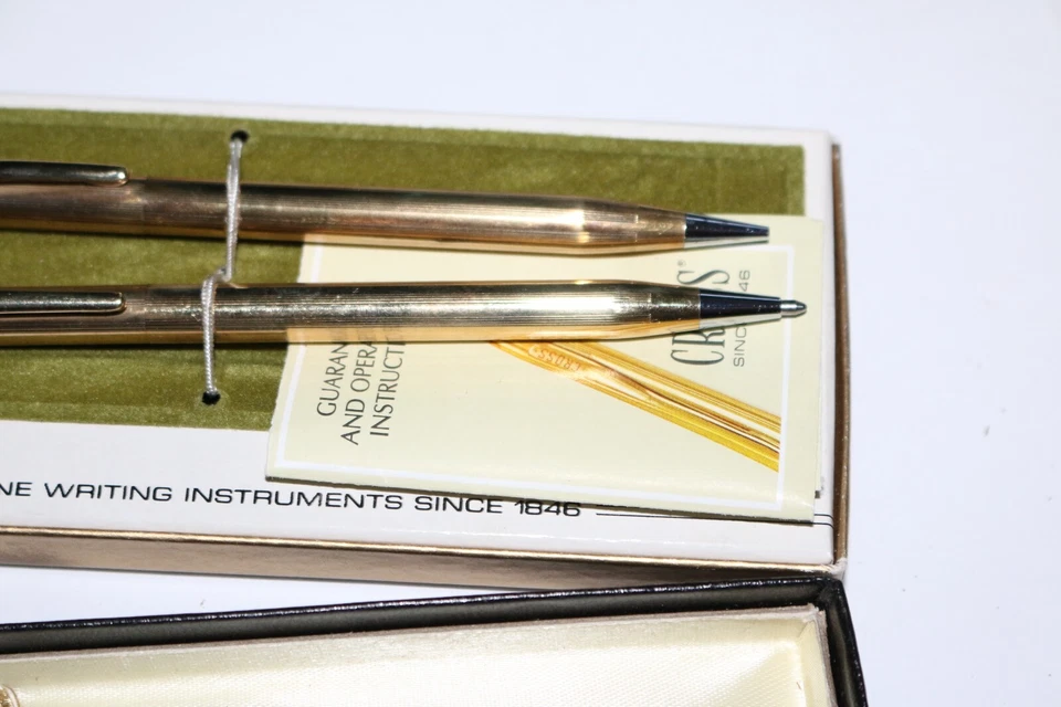 NOS Cross 6601, 12 KT. Juego de lápiz bolígrafo relleno de oro con monograma "G" en bolsillo Foto 3 de 4