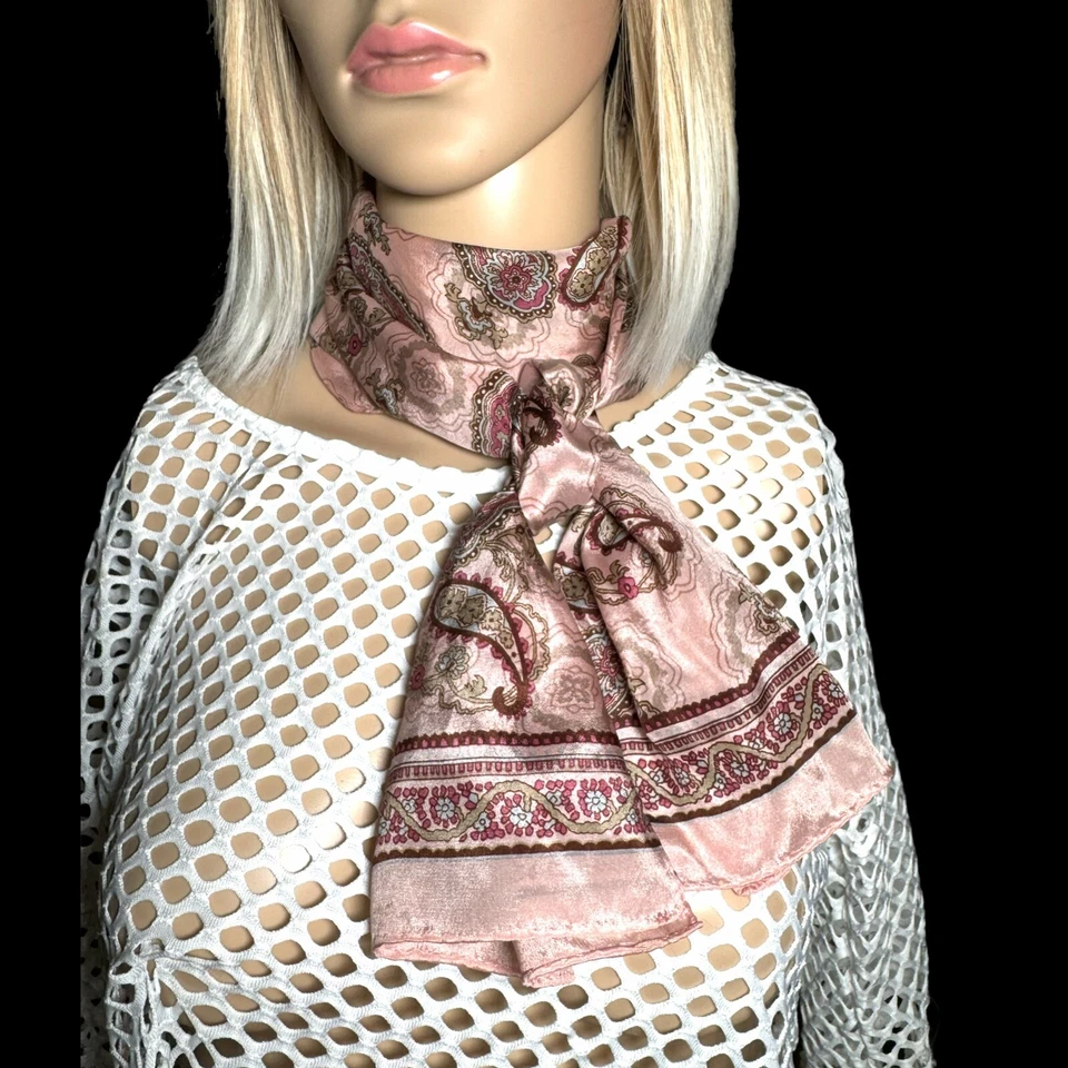 Cachecol vintage elegante design paisley rosa 52"" - Imagem 2 de 4