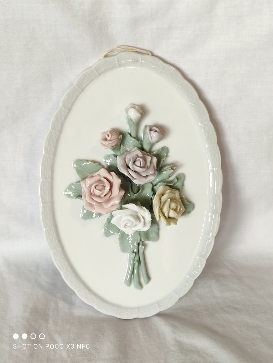 Herend Hungary Capodimonte Porcelain Flower Rose Bouquet Wall