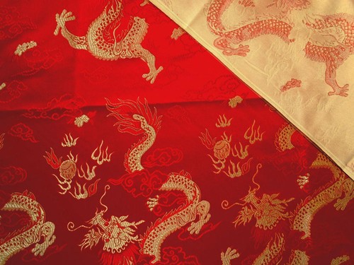 Faux Silk Brocade (Oriental Dragon) Jacquard Damask Kimono Fabric Material BL3 - Picture 12 of 37