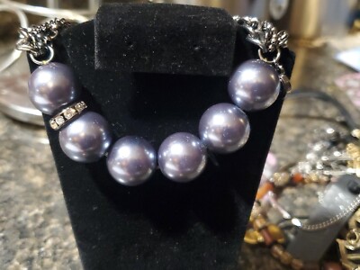 Simply Vera Wang Bracelet Faux Gray Pearls Rhinestone Slip Over