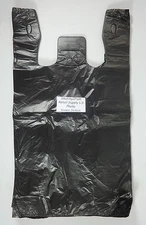 100 Qty. Black 11.5" x 6" x 21" Plastic T-Shirt Bags w/ Handles Retail Shopping