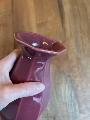 Vintage Royal Haeger Oxblood Red 8" Vase Octogon Ceramic MCM - Picture 6 of 6