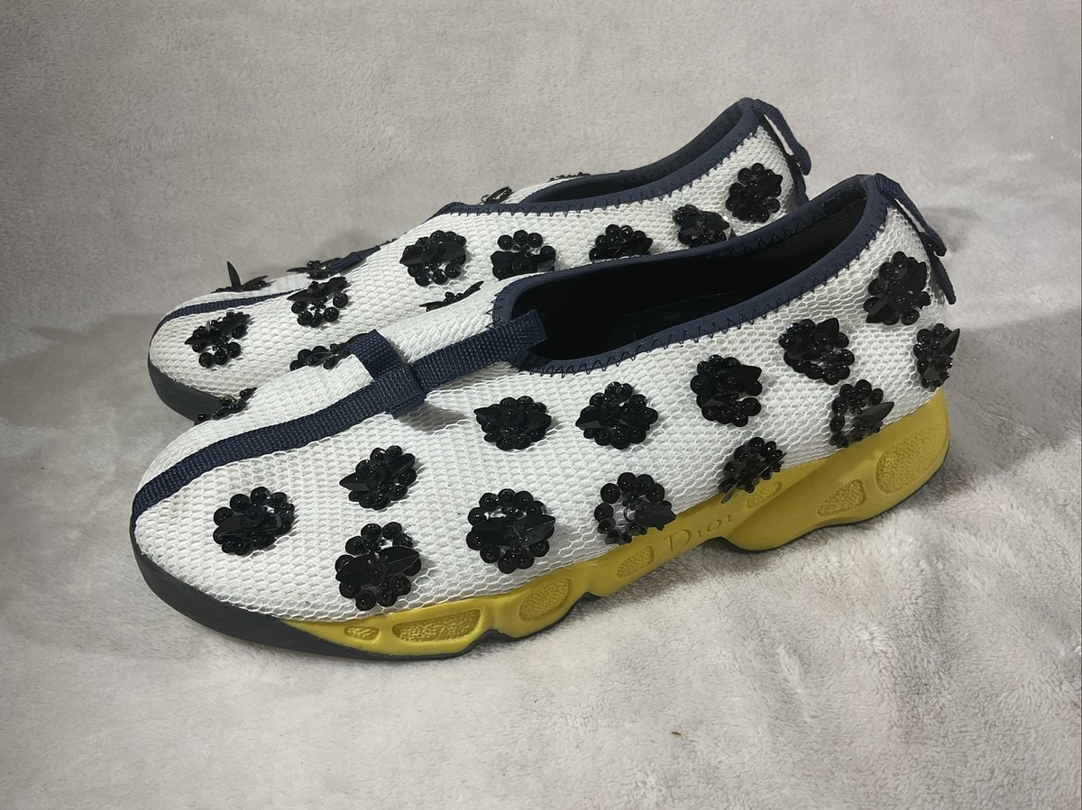 DIOR Christian Dior Fusion White Mesh Embellished Sneakers DIOR Christian Dior Fusion White Mesh Embellished Sneakers