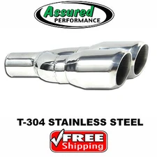 STAINLESS STEEL DUAL OUTLET SLANTED DOUBLE WALL EXHAUST TIP POLISHED Dual 3.5"