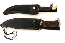 2 Large Bowie Knives in Heavy Vinyl Sheaths: Frost Chipaway NOS