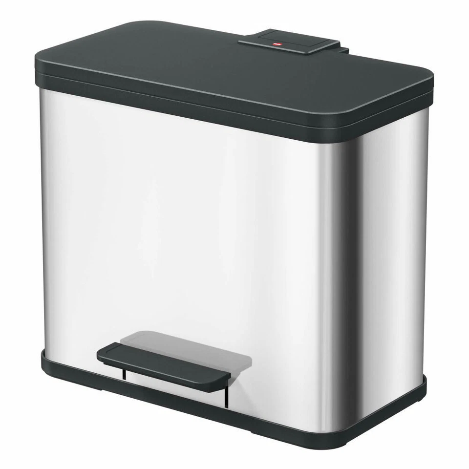 Hailo Mülltrennsystem Öko trio Plus L, Tret-Mülleimer, Edelstahl, 3x9 L - Bild 2 von 4
