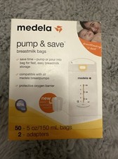 Medela Pump and Save NIB 50 Breast Milk Bags Plus 2 Adapters