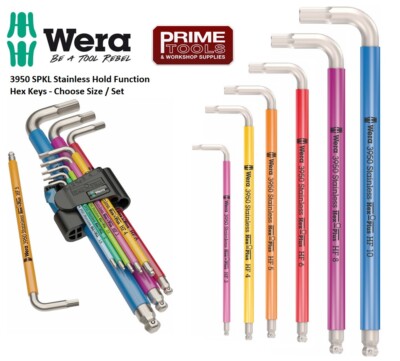 Wera 3950 SPKL Edelstahl Kugelkopf Haltefunktion Sechskant L-Schlüssel, 9-teiliges Set