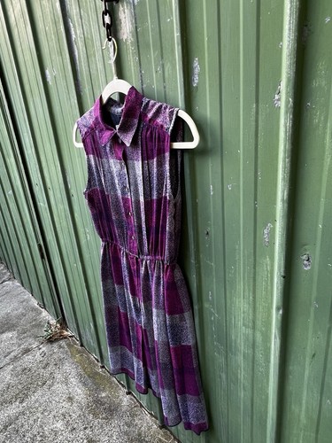 Vintage Purple Sleeveless Fairy Dress with Collar - fits size 10 - Picture 6 of 12