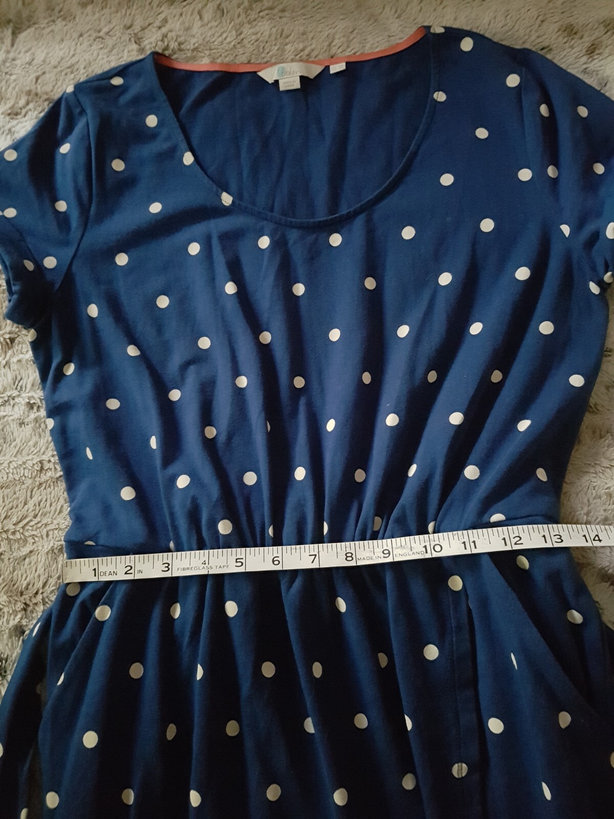 Casual Stunning Blue with White Polka Dot BODEN Knee Length Jersey