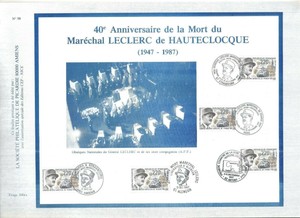 Philatelique Slip On The 40eme Anniversary Of The Death Of Leclerc Ebay