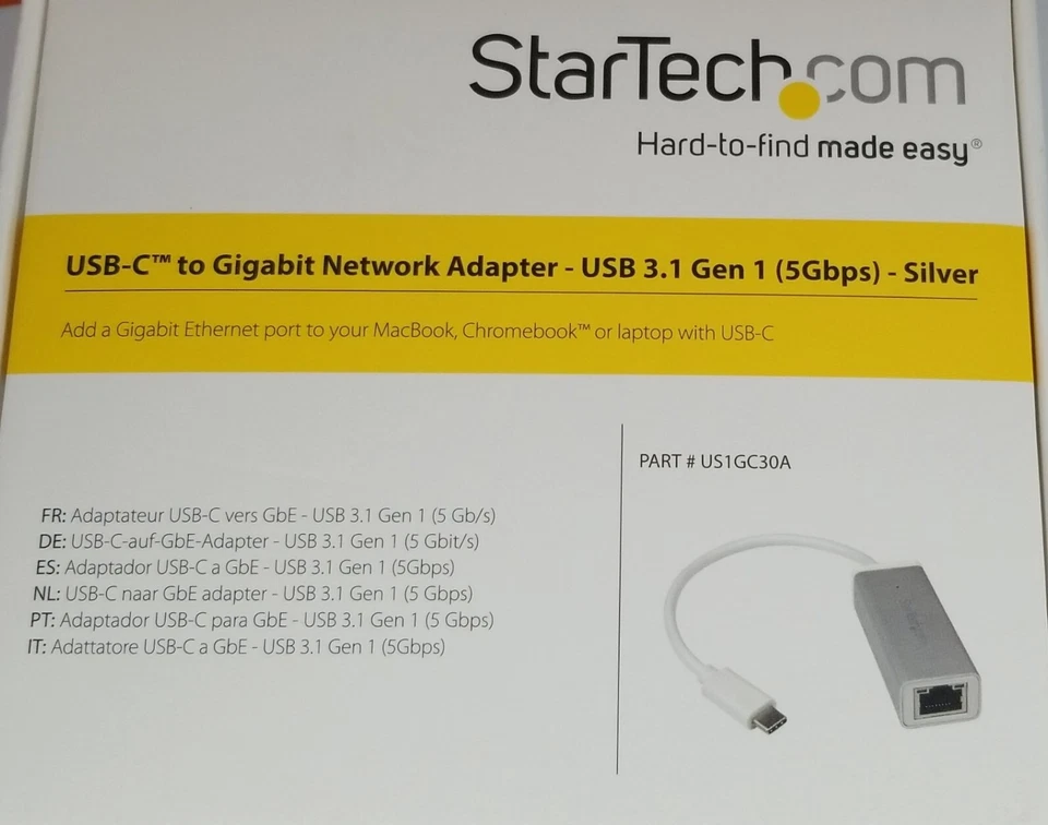 StarTech US1GC30A USB-C to Gigabit Ethernet Adapter Aluminum Thunderbolt 3 - Image 3 of 4
