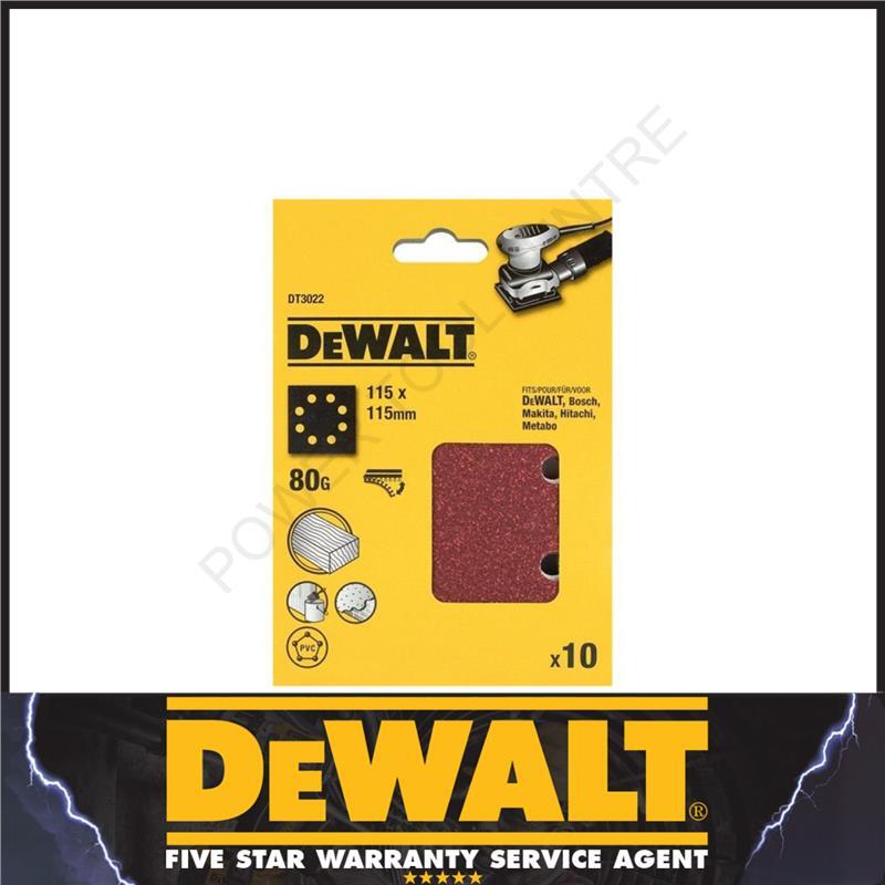 DEWALT Dt3022 Palm Sanding Sheets 80 Grit Pk10 D26441 for sale online