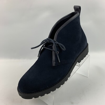 Coach Chukka Ankle Boots Navy Blue Leather Suede Round Toe Lace Up Size 9D  NEW