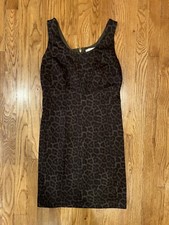 Michael Kors Womens Brown Leopard Print Sleeveless Sheath Dress Sz 6 EUC Tailor