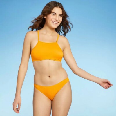 yellow high neck bikini