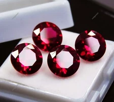 4 PSC Natural Flawless Certified Red Ruby Round Cut Loose Gemstone 9 x 5mm Lot