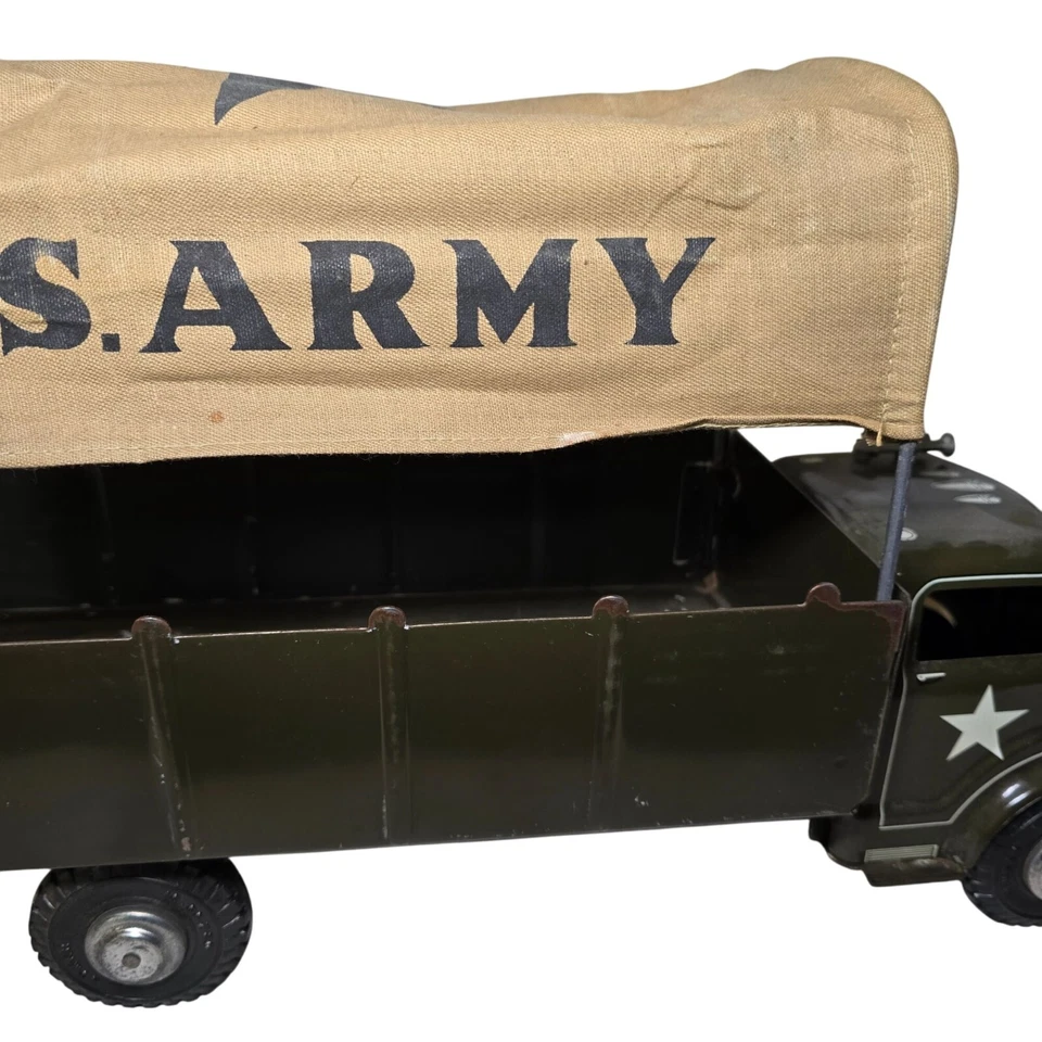 Vintage Marx Lumar US Army Carrier Transport Truck and Box 1950s 18" Long Canvas - Image 4 of 4