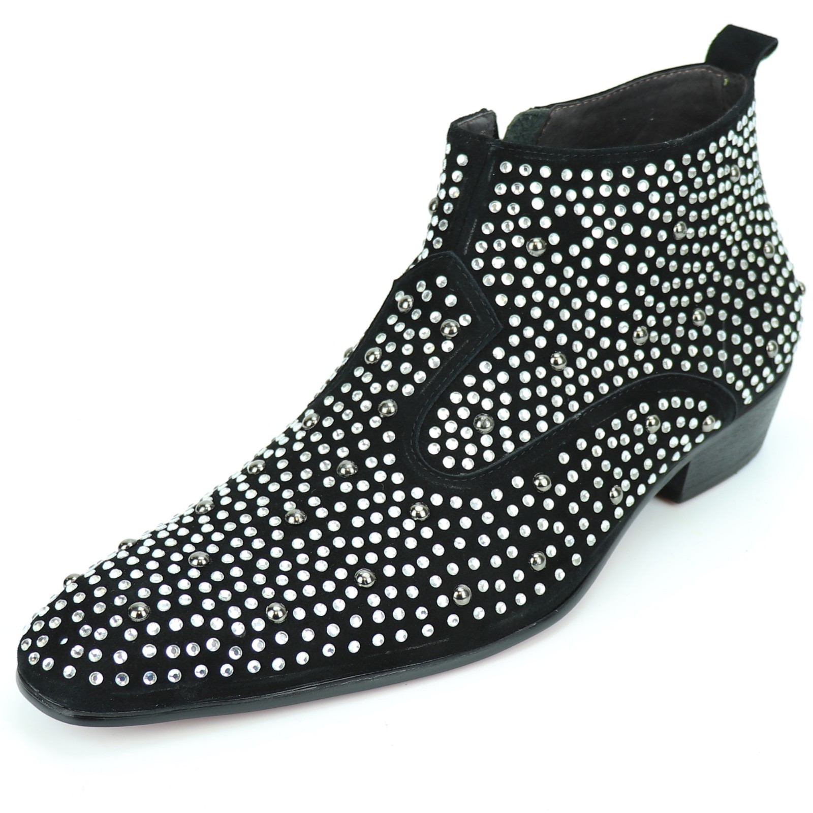 FI-7284 Black Suede Rhinestones Boot 