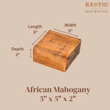 African Mahogany Bowl Blank 5x 5x 2- Woodturning Blank- Free US Shipping