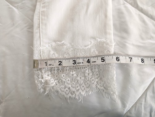 DEMOCRACY Ab Solution Pants 16 White Ankle Skimmers Zip Pockets Lace Hem - Picture 13 of 14