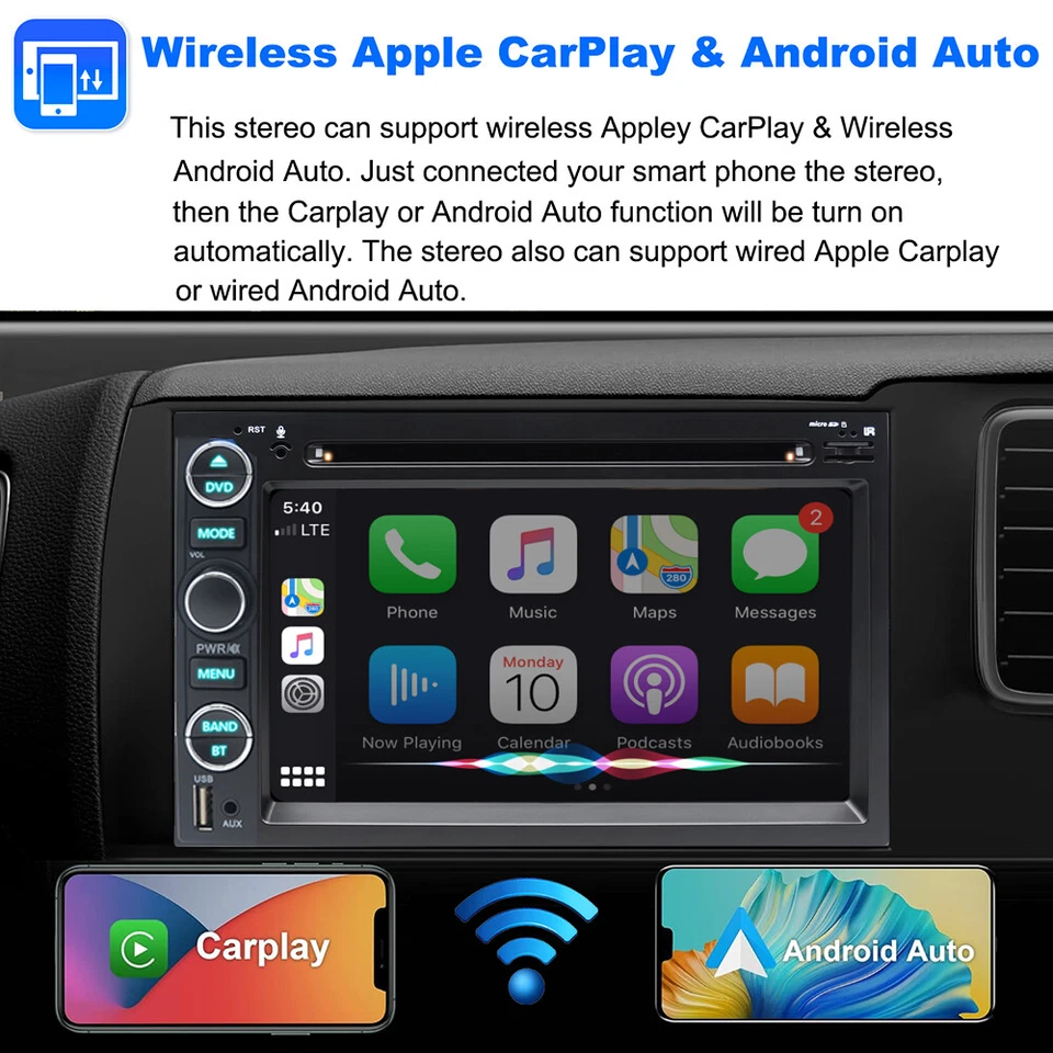 For 2004-2008 Ford F150/250 Car DVD CD Player Stereo Radio with Carplay Back Cam - Image 4 of 4