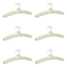 Set Of 6 Pieces 15 Inch Length Ivory Smooth Satin Padded Bridal Cloth Hangers