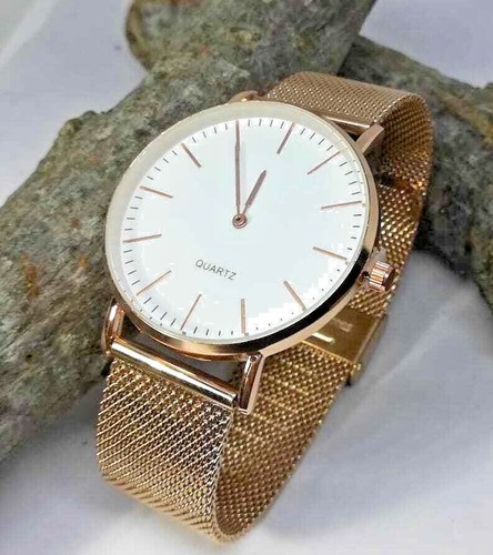 Orologio da Polso Uomo Cinturino in Acciaio Color Oro Rosa Sottile Leggero  Glam | eBay
