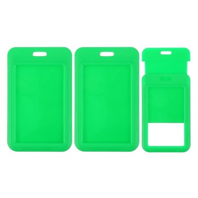 3 Pack Badge Holder, Plastic Vertical ID Protector Clips, Light Green