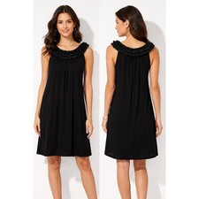 Taylor Loft Sleeveless Dress Womens Small Black Ruffle Neck Classic Professional