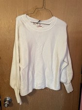 Pink Rose Women  s Cream Knit Sweater Pullover Size M Long Sleeve