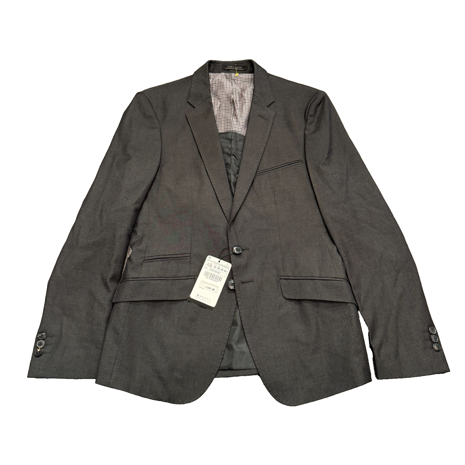 Zara Man Sport Coat Mens 36 Gray Blazer 2 Button Jacket Casual NWT