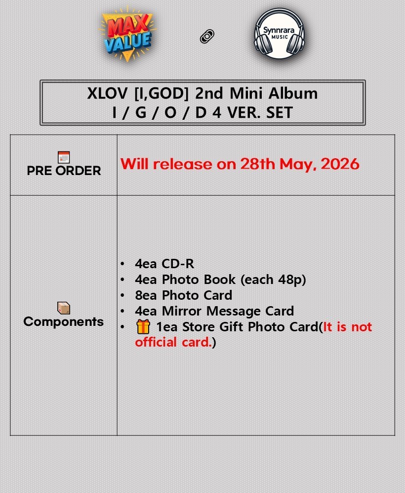 XLOV [I,GOD] 2nd Mini Album 4 Ver SET/4CD+4 Photo Book+8 Card+4