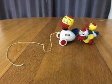 VINTAGE 1960s CUTE BRIO DUCK FAMILY WOODEN PULL TOY SWEDEN MADE