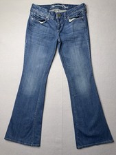 American Eagle Real Flare Low Rise Blue Jeans Size 4 30x31 Stretch Denim Western