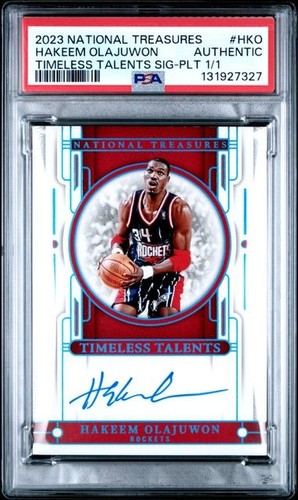 2023-24 Panini National Treasures Hakeem Olajuwon PLATINUM 1/1 On Card Auto