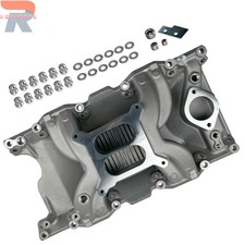 Satin Aluminum Dual Plane Intake Manifold For Mopar Small Block La 318 340 360