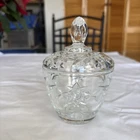 Vintage Anchor Hocking Star of David Clear Pressed Glass Lidded Sugar Bowl