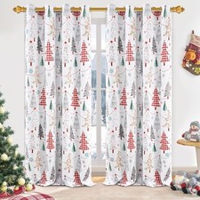 Christmas Curtains for Living Room, Winter 52"W x 63"L Pack of 2 Red
